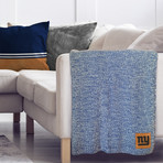Two Tone Cable Knit Blanket // New York Giants