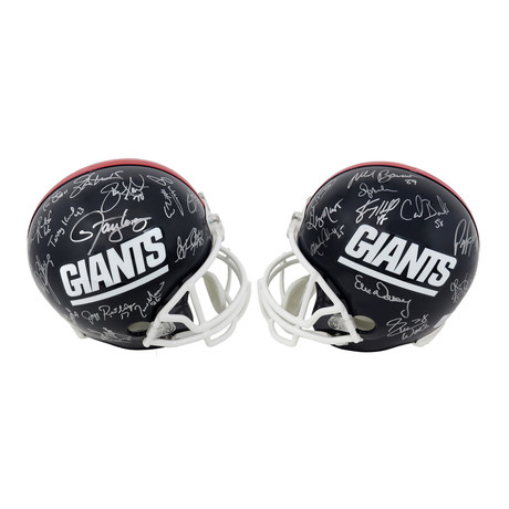New York Giants Super Bowl XXI / XXV Team // Signed T/B Riddell Full Size Replica Helmet // 28 Sigmatures