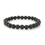 Stainless Steel Onyx Beaded Bracelet // Black (M)
