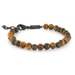 Tiger Eye Onyx Beaded Bracelet // 6mm // Brown