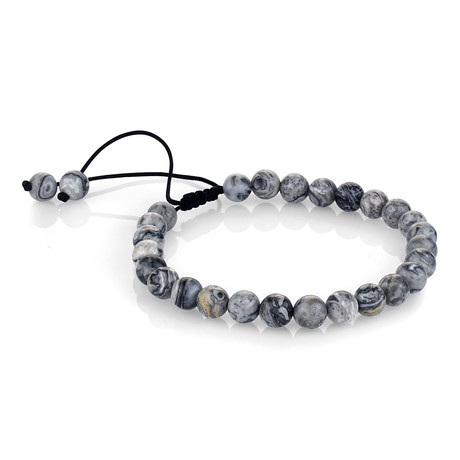 Jasper Adjustable Cord Beaded Bracelet // 6mm // Gray