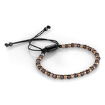 Adjustable Cord Beaded Bracelet // Black + Rose