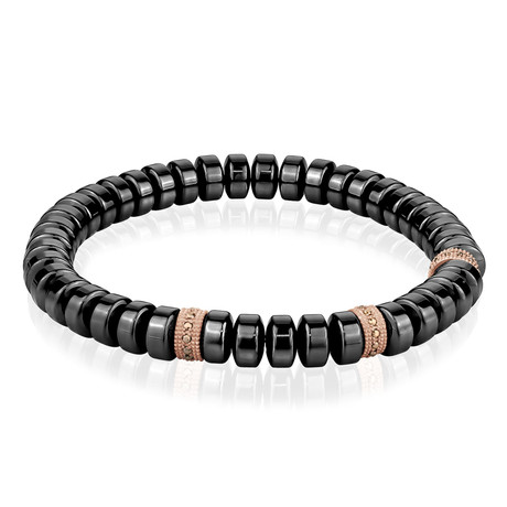 Hematite CZ Beaded Bracelet // Black