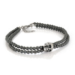 Skull Hematite Beaded Bracelet // Black