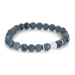 Stainless Steel Marble Beaded Bracelet // 8mm // Blue (S)