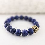 Lapis Lazuli Bead Bracelet // Blue + Gold