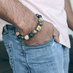 Opal + Unakite + Agate Chunky Bead Bracelet // Brown + Green + Black