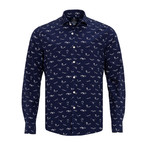 Tommaso Shirt // Navy + White Printed (Medium)