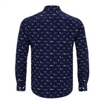 Tommaso Shirt // Navy + White Printed (Medium)