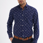 Tommaso Shirt // Navy + White Printed (Medium)