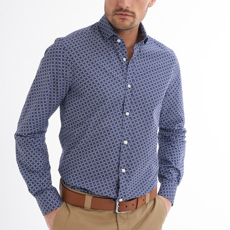 Fidelio Shirt // Navy + White Printed (Large)