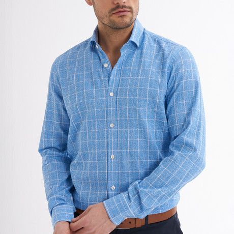 Paulo Shirt // Light Blue + White Checked (Large)