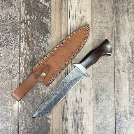 Hand Crafted Damascus Twist Bowie// Medium