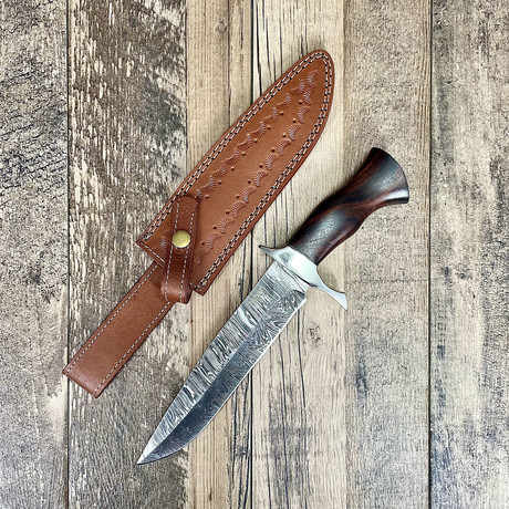 Hand Crafted Damascus Fire Bowie // Medium