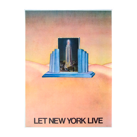 Jean-Michel Folon  // Let New York Live  // 1980 Offset Lithograph