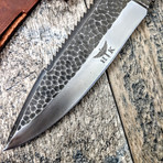 Large Drop Point Saw Back Forged Hunter