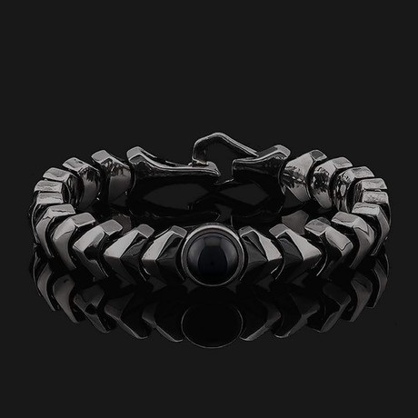 Kudos Onyx Black Bracelet // Black + Rhodium Plated Silver (X-Small)