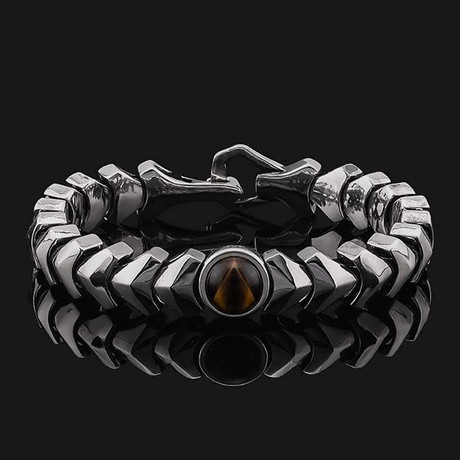 Kudos Tiger Eye Bracelet // Silver + Black (X-Small)