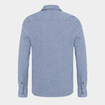 Mirena Button Full Zip Shirt // Blue (S)