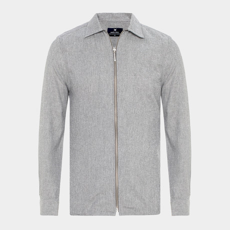 Mirena Button Full Zip Shirt // Gray (S)