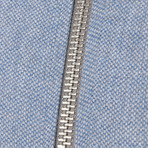 Mirena Button Full Zip Shirt // Blue (S)