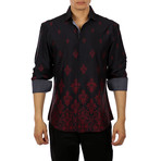 Printed Long Sleeve Button-Up Shirt // Black (S)