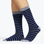 Professional V.II Socks // Pack of 3 // Big Stripe + Navy + Navy (US: 14)