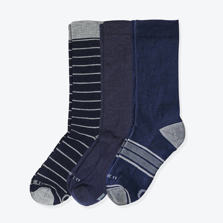 Professional V.II Socks // Pack of 3 // Big Stripe + Navy + Navy (US: 8)