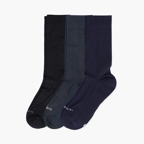 Montauk Crew Socks // Pack of 3 // Black + Charcoal Gray + Navy (US: 8)