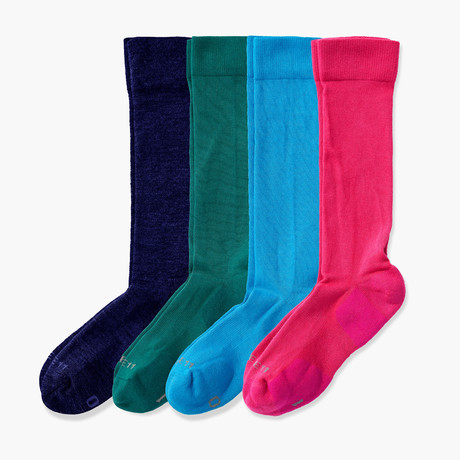 Montauk OTC Socks // Pack of 4 // Hot Pink + Sky Blue + Evergreen + Navy (US: 8)