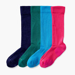 Montauk OTC Socks // Pack of 4 // Hot Pink + Sky Blue + Evergreen + Navy (US: 9)