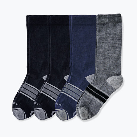 Foyt Socks // Pack of 4 // Black + Heather Gray + Navy (US: 8)