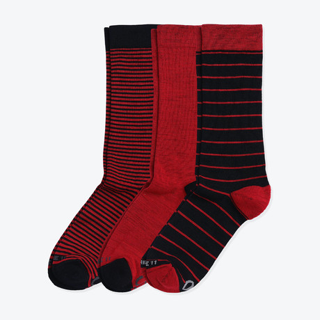 Cheer Socks // Pack of 3 // Big Stripe + Red + Small Stripe (US: 8)