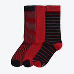 Cheer Socks // Pack of 3 // Big Stripe + Red + Small Stripe (US: 9)