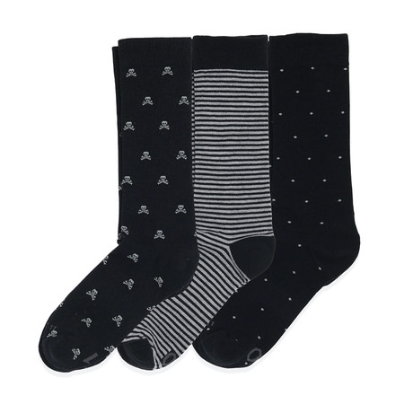 Manhattan Socks // Pack of 3 // Skulls + Stripes + Dots (US: 8)