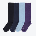 Newman Socks // Pack of 4 // Black + Purple + Navy + Light Blue (US: 12)