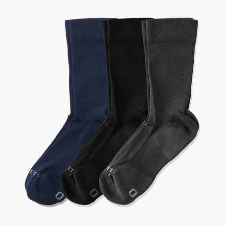 Liam Socks // Pack of 3 // Navy + Dark Gray + Black (US: 8)