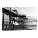 Black California Series - Huntington Beach Pier Surfer // Philippe Hugonnard (26"W x 18"H x 1.5"D)