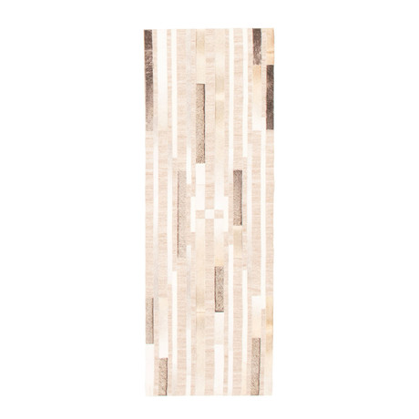 ECARPETGALLERY Cowhide Patchwork // Beige Rug // 2'4" x 6'11"