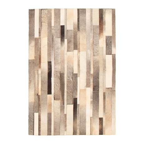 ECARPETGALLERY Cowhide Patchwork // Ivory Rug // 3'11" x 5'9"