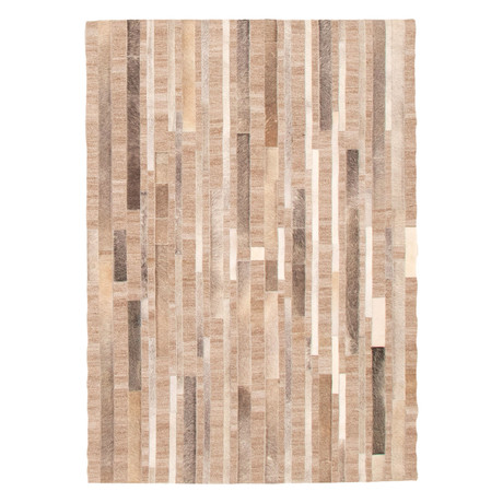 ECARPETGALLERY Cowhide Patchwork // Light Gray Rug // 4'1" x 5'11"