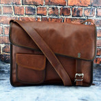 Leather Laptop Messenger + Cross Body Shoulder Bag // Vintage Style