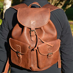 Leather Rucksack Backpack // Brown