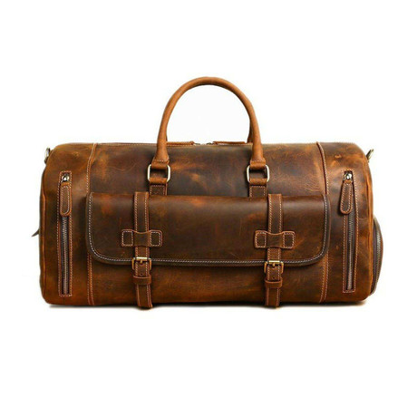 Genuine Leather Duffel Bag + Weekend Luggage Bag // Dark Brown