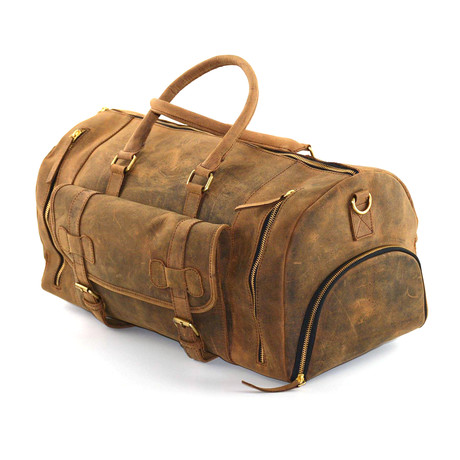 Genuine Leather Duffel + Weekend Luggage Bag