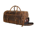 Genuine Leather Duffel Bag + Weekend Luggage Bag // Dark Brown
