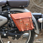 Leather Motorcycle + Bike Saddle Bag // Set of 2