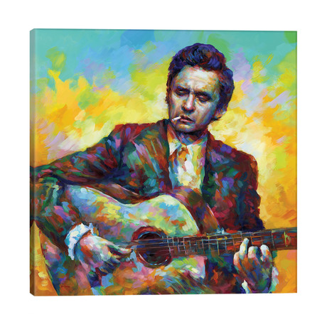 Johnny Cash // Leon Devenice (18"W x 18"H x 1.5"D)