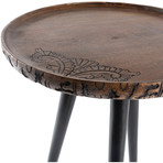 Kavya End Table // Intricate Wood-Etched Top