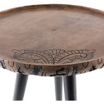 Kavya End Table // Intricate Wood-Etched Top